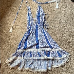 Patterned halter dress